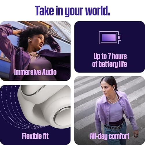 Bose Ultra Open Earbuds - Bluetooth Open Ear Earbuds with OpenAudio for Awareness, Clip-On Design for Comfort, Water Resistant, Up to 48 Hrs of Playtime, White Smoke thumbnail 3