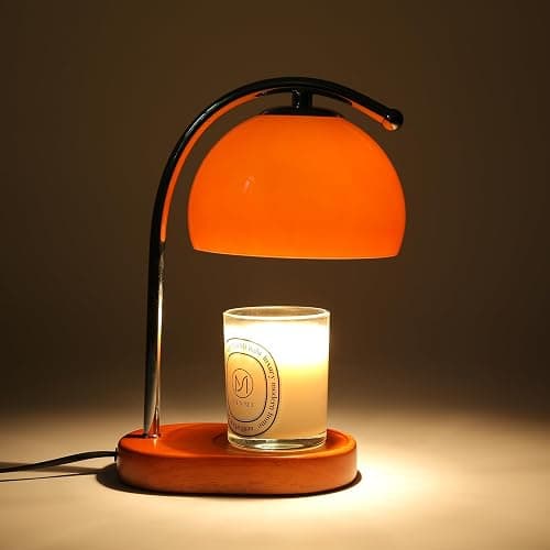 FCTWAKS Mid Century Orange Glass Candle Warmer Lamp with Timer & Dimmer, Mothers Day Birthday Gifts for Women Mom, House Warming Gifts New Home, Wax Warmer Lamp for Bedroom Decor with 2 Bulbs thumbnail 5