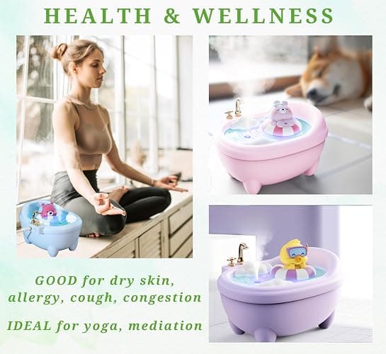 Mini Humidifier for Bedroom, Ultrasonic Cool Mist USB Powered Cute Bathtub Small Air Humidifier. Portable Bedroom Desk Plants & Baby Nursery. Home Decor. Silent & Auto Shut-Off (Bunny) thumbnail 4