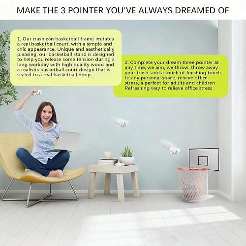 LXURY Basketball Hoop Trash Can(NO Wastebasket), Mini White Backboard, Fun Wastebasket Backboard,Basketball Hoop, for Home, Kitchen, Living Room, Bedroom, Office, Coffee Shop, Gym thumbnail 4