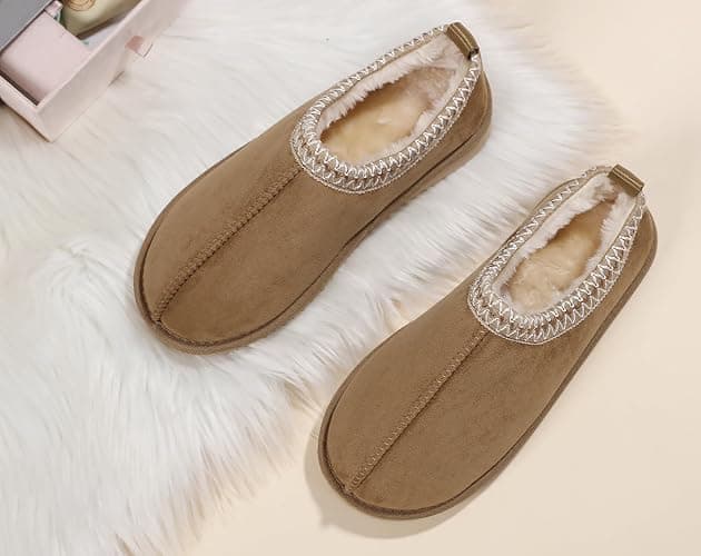 SMajong Women's Fuzzy Slippers Cozy Memory Foam House Shoes Winter Warm Loafer Slippers Indoor thumbnail 3