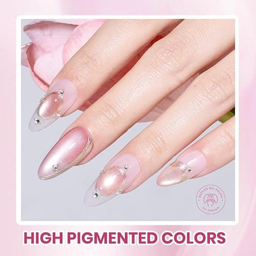 Beetles Cat Eye Gel Polish Set - 20 Colors Jelly Cat Eye Gel Nail Kit, Glowy Grace Nude White Pink Purple Base Colors, Soak Off UV Glitter Trend Nails Charms Spring Gift for Women thumbnail 3