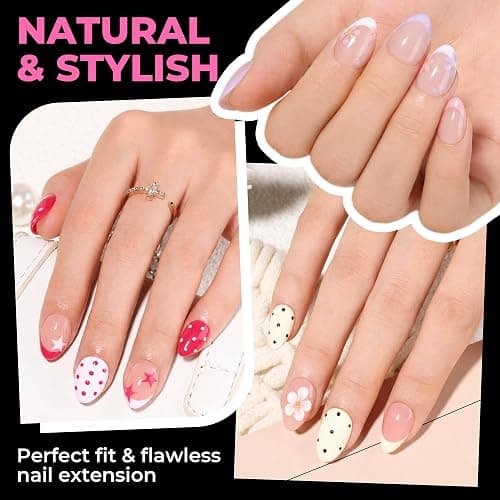 UNA GELLA Extra Short Almond Nail Tips, 15 Sizes Pre-Shaped Full Cover | 300Pcs Flexible Soft Gel Clear XS Almond Tips for DIY Press on Nails, for Daily Wear, Art Design & Salon Use thumbnail 2