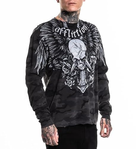 Affliction Men's Long Sleeve T-Shirt, Skull Wing Design, Graphic Print thumbnail 6