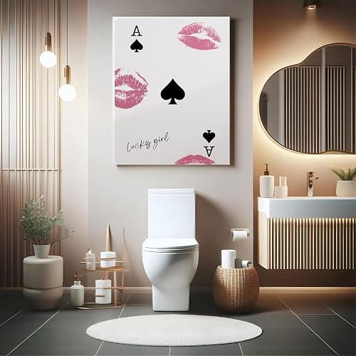 JODYCEBU Stylish Playing Cards Wall Canvas Art Ace of Spades Lucky You Poster Stylish Retro Wall Art Aesthetic Print Preppy Kiss Poster Wall Decor thumbnail 3