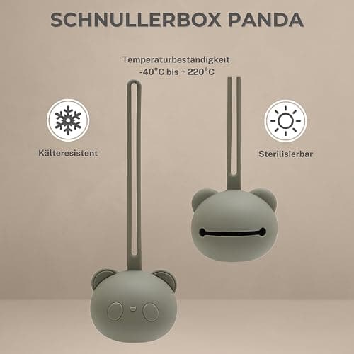 CAJA Schnullerbox Silikon 2 Stück- Schnulleraufbewahrung - Panda Design - BPA-frei - Sichere Aufbewahrung Schnuller - Hochwertige Baby Zubehör Kleinkinder & Babys (1x complexion + 1x field grey) - 2er Set 1x complexion + 1x field grey thumbnail 5