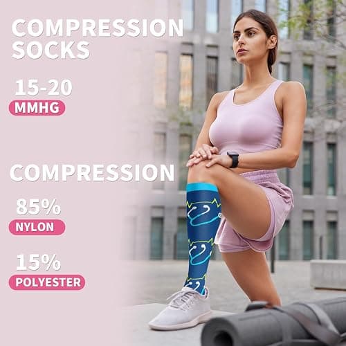 Sooverki Compression Socks for Women & Men 6 Pairs is Best Supportive Knee High Stockings for Circulation, Travel, Nurses thumbnail 2