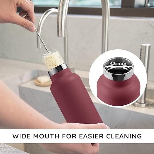 Bambaw 16 oz Water Bottle Insulated, Reusable Stainless Steel Water Bottle with Wide Mouth That Fits Tea Infusers, Made of High-Grade Stainless Steel, Durable & Easy to Clean (Red Berry) thumbnail 5