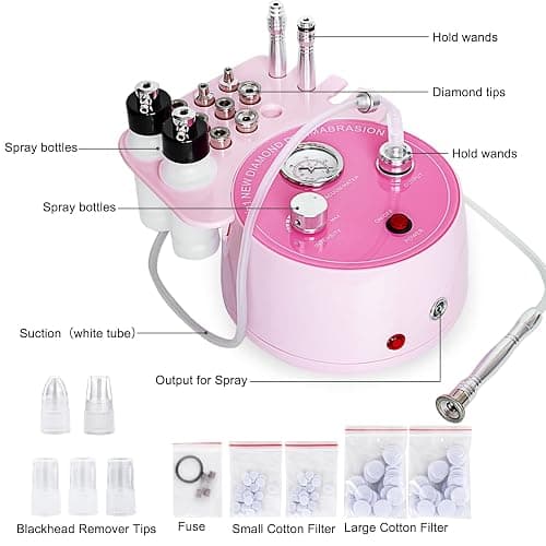 AIMENGXI Diamond Microdermabrasion Machine Professional Plus, 3 in 1 Pink Diamond Dermabrasion Facial Beauty Equipment Skin Care for Vacuum Blackhead Removal & Spray, Suction Power 0-70 cmHg thumbnail 7