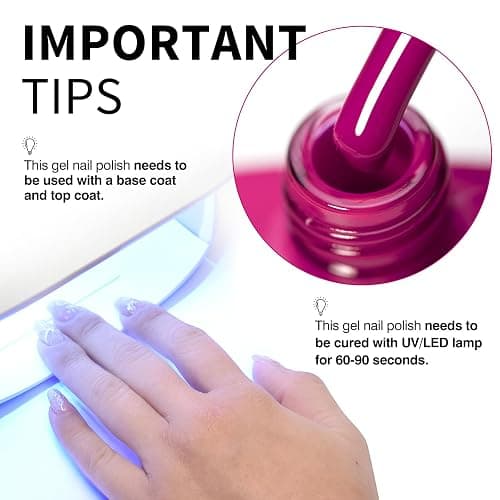 CANNI Pink Gel Polish – 1 Pc 9ML Dark Hot Pink Yellow Color, High Gloss UV/LED Soak-Off Gel Nail Polish for French Manicure, DIY & Salon Quality for Girls & Women thumbnail 3