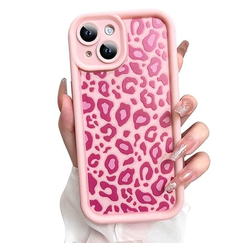 KANGHAR Case for iPhone 15 Leopard Printed Pattern Cute Cheetah Phone Case Soft TPU Shockproof Protective Cover for iPhone 15 6.1 Inch Pink