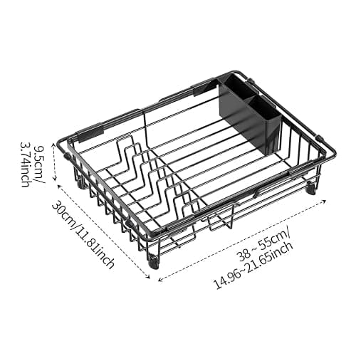 Expandable in Sink Dish Drying Rack - Adjustable Capacity Over The Sink Dish Drainer Drying Rack with Utensil Holder for Kitchen Counter, Drying Rack for Small Space,14.96“L x 11.81“W x 3.74”D thumbnail 2
