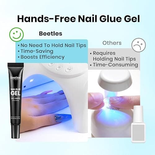 Beetles 2Pcs 20g Nail Glue Gel, No Wipe, Hands-Free Tipex Solid Nail Glue Gel, Super Strong for Acrylic Nails Extension Fake Nails, 3D Nail Art, Great for Home & Salon Use, U V Light Required thumbnail 3