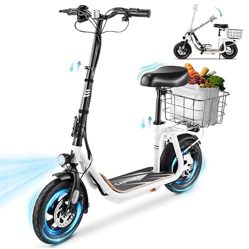 Caroma Peak 1200W/800W Electric Scooter with Seat, 30 Miles Max Range, Electric Scooter Adults, Up to 20MPH Foldable Escooter with Kid Seat,Key Start Adjustable E-Scooter - Image 1