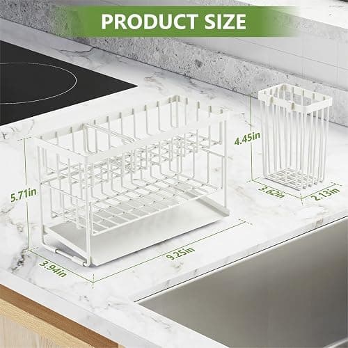 Cisily White 2-Tier Kitchen Sink Caddy Organzier Rack with Flexible Dish Brush Holder, Sponge Holder for Kitchen Sink Countertop Organization Storage,Home Decor Accessories thumbnail 2