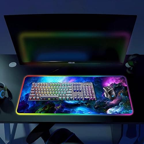 Armanza RGB Gaming Mouse Pad, Large Mousepad with Led Light, Keyboard Pad Gaming Accessories for Desk, Non-Slip Rubber Base Big Mouse Mat for Gamer, 31.5 X 11.8 Inch, Dazzling Galaxy thumbnail 7