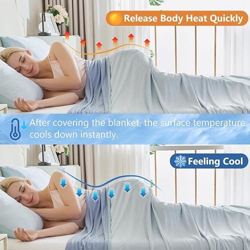 CHOSHOME Cooling Blanket for Hot Sleepers - Summer Blanket Thin Soft Lightweight Breathable Double Side Enhanced Cooling for Hot Flashes, Night Sweats, Bed, Couch (Ice Blue, 90 x 108 inches) thumbnail 5