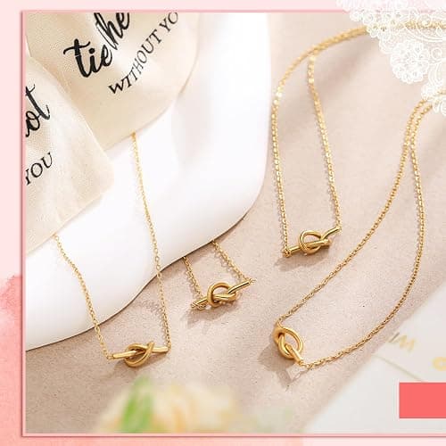 Tondiamo 6 Sets Friendship Necklace for Women Love Knot Necklace with Canvas Drawstring Bags Friendship Graduation Gifts for Her Best Friend and Soul Sister Birthday Gifts thumbnail 4
