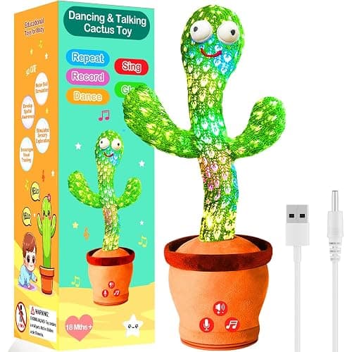 Rechargeable Dancing Talking Cactus Toy, Singing Cactus Baby Toy That Talks Back, Educational Baby Toys 18 months+ w/ 51 English Songs, Toddler Easter Basket Stuffers, Easter Gifts for Kids, Infant - Image 1