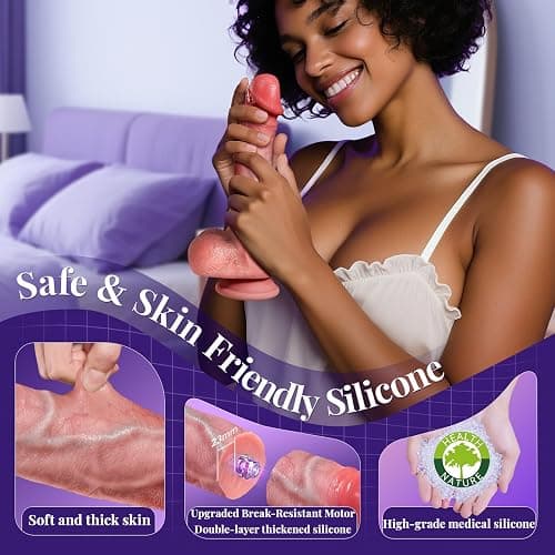 Vibrator Sex Toys Thrusting Dildo, Realistic Safety Soft Silicone Dildo with 10 Thrusting & 10 Vibrating Mode for Vagina Anal Sex Stimulation, G Spot Penis Vibrators Adult Sex Toy for Women and Couple thumbnail 5