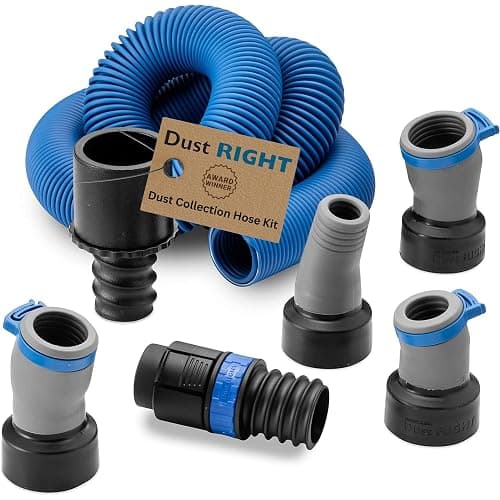 Dust Right Flexiport Power Tool Hose Kit - 3 To 12' Expandable Hose & 4 FlexiPorts - Lightweight Dust Collectors for Woodworking Power Tools - Collector Hose for Shop Vacuums, Table Saw & More - Image 1