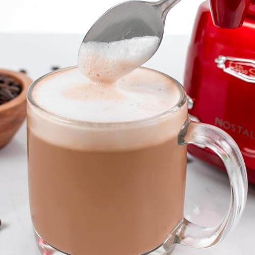 Nostalgia Retro Frother and Hot Chocolate Maker and Dispenser, 32 Oz, for Coffees, Lattes, Cappuccinos, Red thumbnail 2