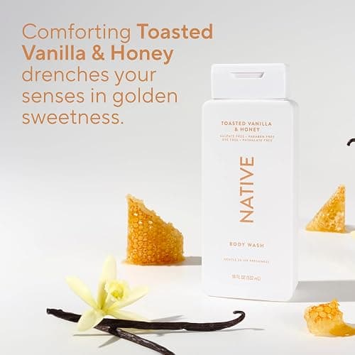 Native Clean Body Wash, Gentle & pH-balanced for Sensitive Skin, 24-Hr Freshness for Women & Men, Vegan & Cruelty-Free, Free of Sulfates & Parabens, Toasted Vanilla & Honey, 18 fl oz thumbnail 5