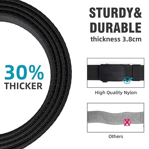HASHIJI Auto Lock Ratchet Belt for Men | Elegant Dressing Belt Buckle | 1.5" Wide Elastic Nylon Tactical Belts Thicker thumbnail 6