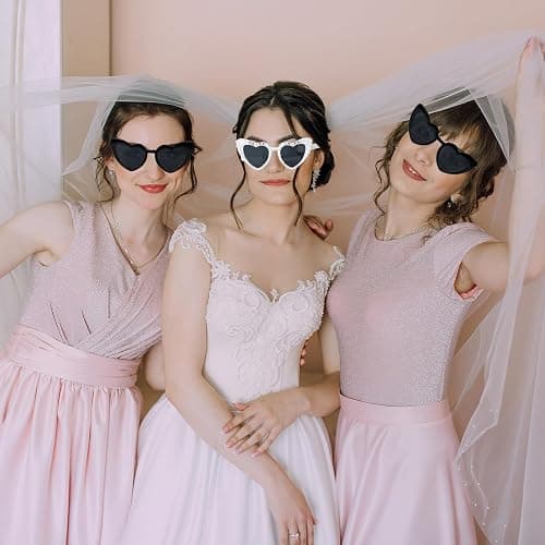 MveLwodx 10 Pairs Heart Sunglasses for Bridesmaid Bride to Be Heart Glasses Sunglasses Bachelorette Party Accessories thumbnail 6