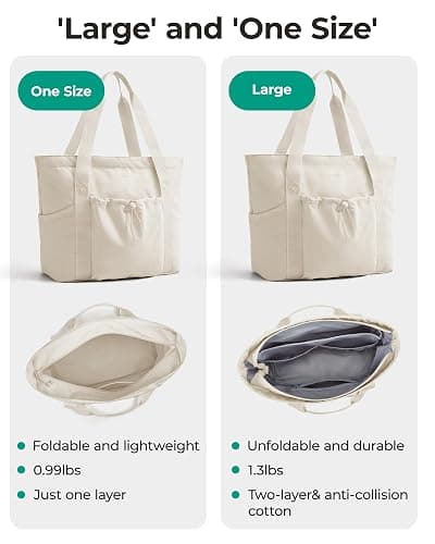BAGSMART Foldable Tote Bag with Drawstring Bag, Large Tote Bag Shoulder Bag Top Handle Handbag for Travel, Work, Beach, Gym thumbnail 2