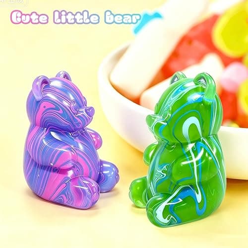 2 Pcs Gummy Bear Squishyies Fidget, Squeeze Stress Balls for Anxiety Relief, Maltose Filled Fidget Toys for Adults, Party Favors, Birthday Gifts, Classroom Prizes & Goodie Bag Fillers (Blue&Purple) thumbnail 5