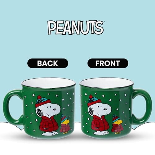 Silver Buffalo Peanuts Holiday Treats and Cocoa, Ceramic Camper Mug, 20oz | Woodstock and Snoopy, 0.59 Liters thumbnail 3