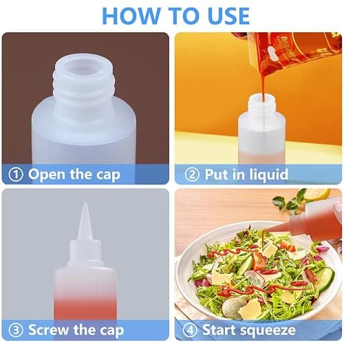 2 Pack 10 Oz (300ml) Condiment Squeeze Bottles, Leak Proof, Refillable | Condiment Container for Kitchen Use, Great for Ketchup, Mustard, Syrup, Sauces, Dressing and Oil thumbnail 4