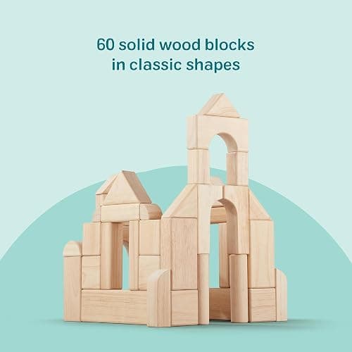 Melissa & Doug Standard Unit Solid-Wood Building Blocks With Wooden Storage Tray (60 pcs) thumbnail 5