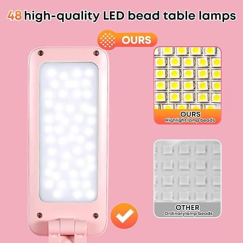 VAVOFO Cute Desk Lamp, Foldable & Portable LED Lamp with 6000mAh Rechargeable Battery, 3 Color Modes, USB-C Cordless Study Lamp for Bedroom, Office, Kids Room (Pink) thumbnail 6