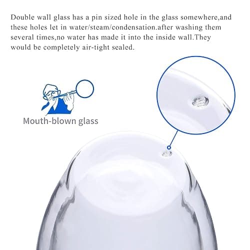 12 Oz Double Walled Glass Coffee Mugs with Handle, Insulated Layer Coffee Cups, Clear Borosilicate Glass Mugs - Gift for Cappuccino,Tea,Latte,Espresso,Hot Beverage,Cold Drinks, Set of 2 thumbnail 9