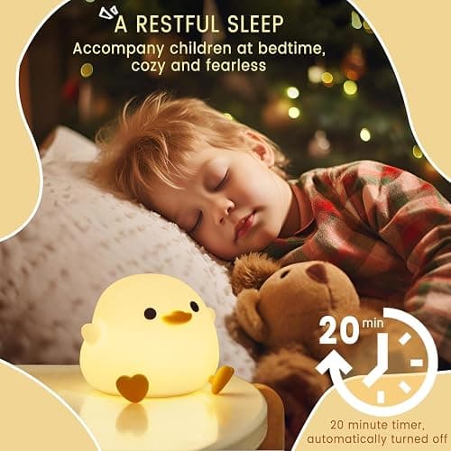 FAMIDUO Duck Lamp, Cute Pea Duck Night Light, 2 Levels Dimmable Ducky Night Lamp, LED Squishy Animal Light for Kids Sleep, Rechargeable Bedside Touch Silicone Lamp, Unique Dorm Decor Gift Toy thumbnail 4