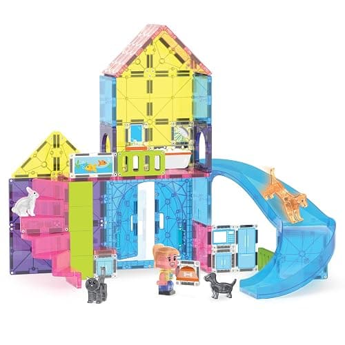 MAGNA-TILES Pet Playhouse 50-Piece Magnetic Construction Set, The Original Magnetic Building Brand thumbnail 6