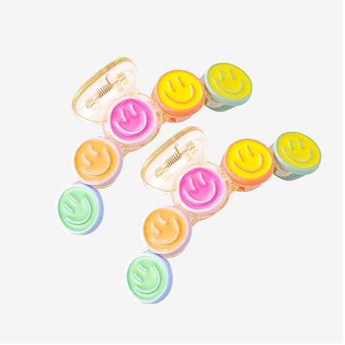 AACKS Colorful Y2K Hair Claws, Jaw Clamps and Clips - Smile Face Accessories for Girls' Summer Beach - Image 1