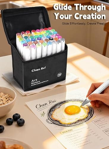 YHC 80 Colors Alcohol Markers Brush Tip with Free App, Chen Rui Art Brush Marker for Adults and Kids, Alcohol Based Brush & Chisel Tips Markers for Drawing, Coloring, Painting, Sketching thumbnail 7