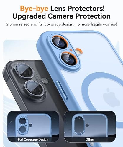 CANSHN Magnetic for iPhone 16 Case, Upgraded [Full Camera Protection] [Compatible with Magsafe] [Translucent Matte] Shockproof Protective Phone Case for iPhone 16 - Light Blue thumbnail 4