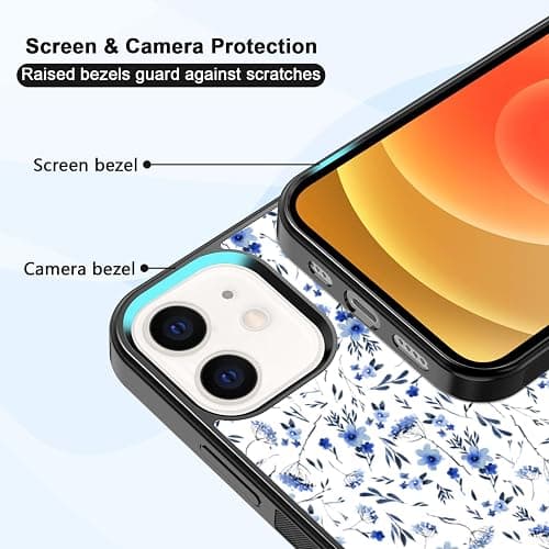Axulimin Cute Blue Flower Floral Aesthetic Phone Case for iPhone 12 Mini Case for Teen Girls Women Kids Girls -5.4Inch thumbnail 4