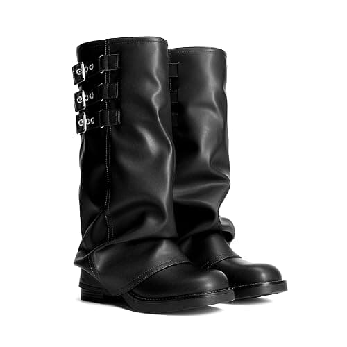 DREAM PAIRS Fold-over Knee High Fashion Boots for Women | Adjustable Buckle,Low Chunky Heel,Comfort Slouchy Boots,Festival Party Going Out Looks,Long Tall Fashion Casual Boots thumbnail 5