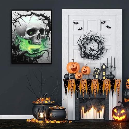 DIYDECORFUN Skull Diamond Art Kits for Adults Halloween, 5D Horror Diamond Painting Kits, Full Round Drills Spooky Skeleton Diamond Dots DIY Ghost Gem Art Crafts Paint By Diamonds for Decor 12x16IN thumbnail 3