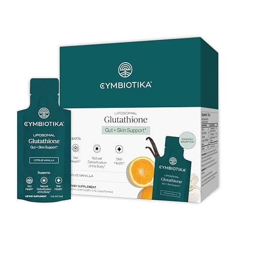 CYMBIOTIKA Liposomal Glutathione – PQQ, CoQ10, Detox & Skin Support | With PQQ, CoQ10 & vitamin B2. Sunflower liposomal delivery. Vegan, non-GMO, third-party tested. Citrus Vanilla, 26 packets. - Image 1
