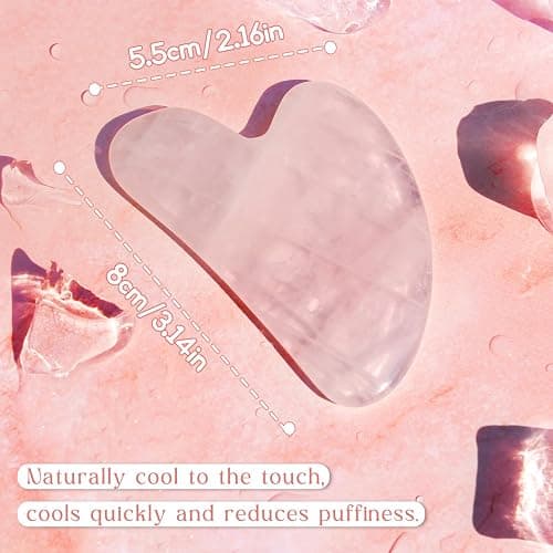 Gua Sha Rose Quartz Massage Tool, Facial Tool for Scraping and SPA Acupuncture Therapy, Heart Shape Trigger Point Treatment on Face (Rose Quartz) thumbnail 5