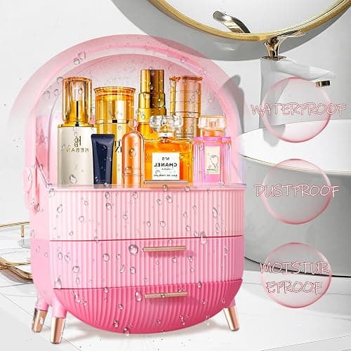 MASSY Egg Shape(Oval) Makeup Storage Box, Countertop Portable Vanity Cosmetics Organizer Preppy thumbnail 6