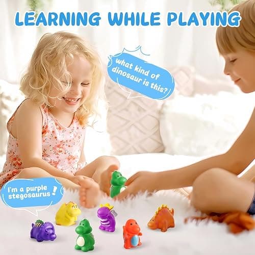 Color Changing No Hole Toddler Bath Toys for Kids Ages 1-3 4-8, Dinosaur Bath Toys Toddlers 2-4, Dinosaur Toys, Christmas Stocking Stuffers Christmas Birthday Gifts Bathtub Water Toys with Drying Bag thumbnail 7