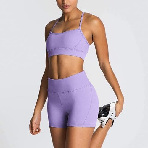 IMEKIS Women's Workout Sets 2 Piece Yoga Outfit High Waisted Biker Shorts Leggings Sports Bra Gym Fitness Clothes Tracksuit thumbnail 5