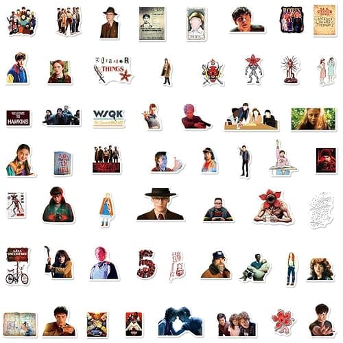 JCQAYB 54pcs Cartoon Stranger Things 5 Stickers Pack,Waterproof Vinyl Stickers for Adult Teen Girl Laptop Skateboard Bike Guitar Water Bottle Travel Case Helmet Notebook Scrapbook thumbnail 3